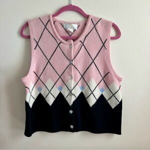 Vintage Precious Fibers 100% Cashmere Argyle Sweater Vest